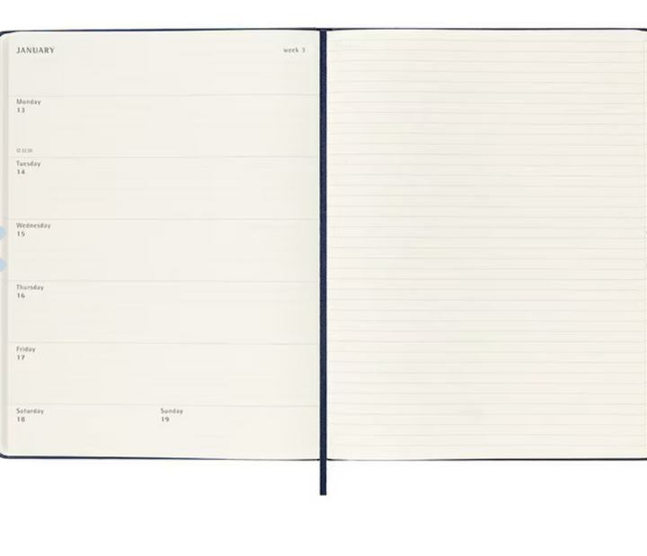 2025 Extra Large Hard Cover Weekly Diary - Sapphire Blue