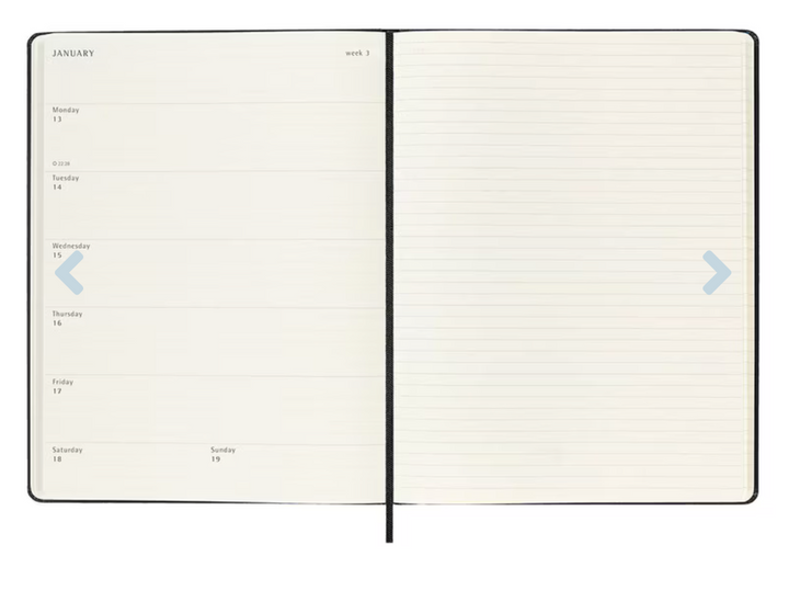 2025 Extra Large Hard Cover Weekly Diary - Black