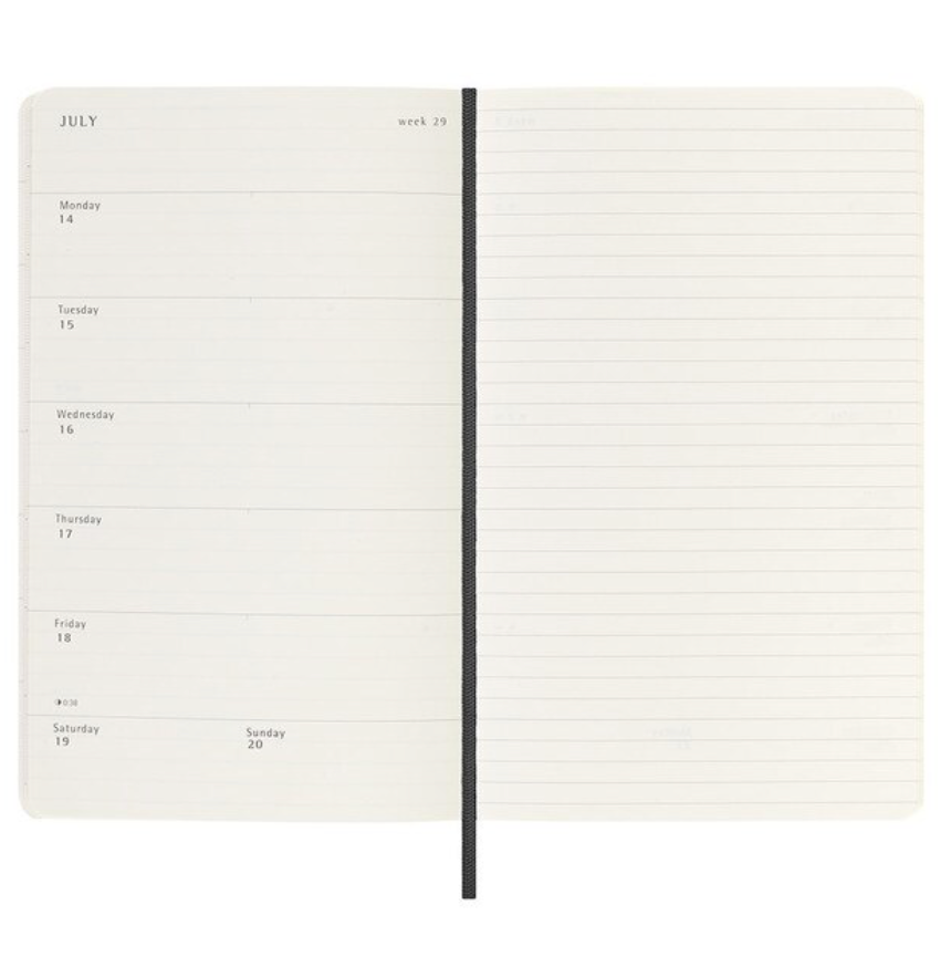 2025 Large Soft Cover Weekly Diary - Black