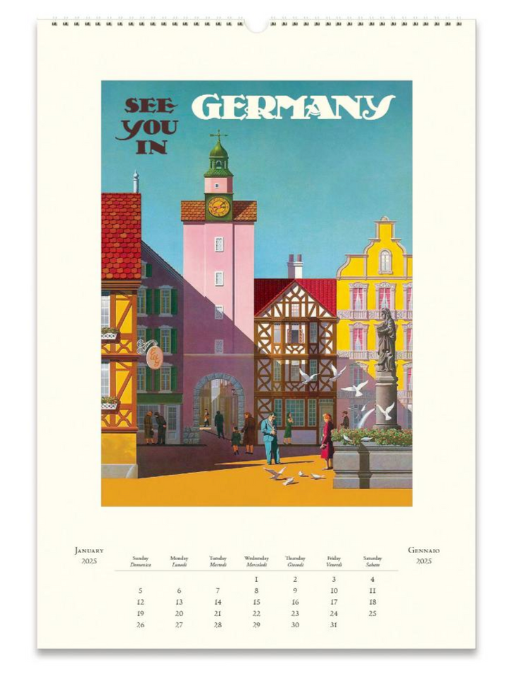 Cavallini 2025 Wall Calendar - Vintage Travel