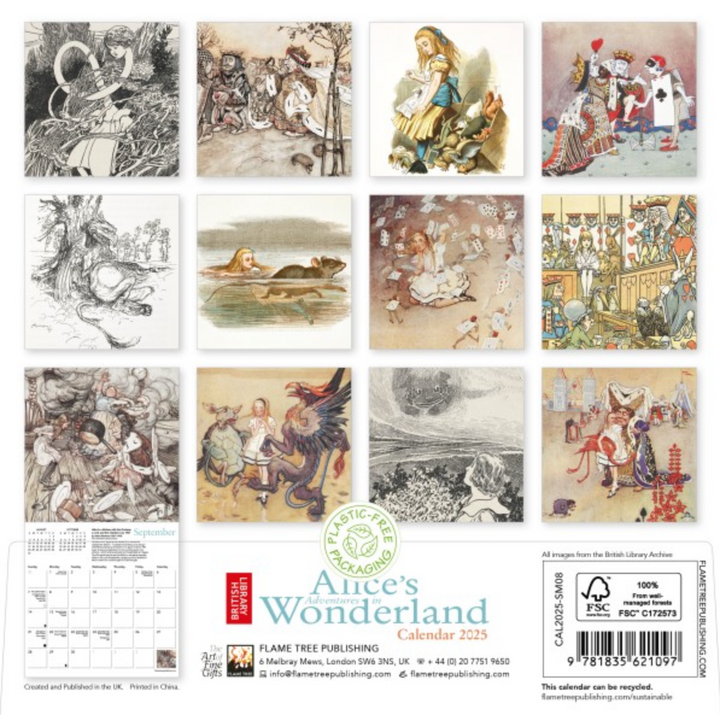 2025 Mini Calendar - British Library Alice's Adventures in Wonderland