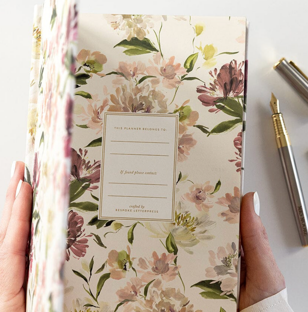 Bespoke 2025 Petite Linen Diary - Peony