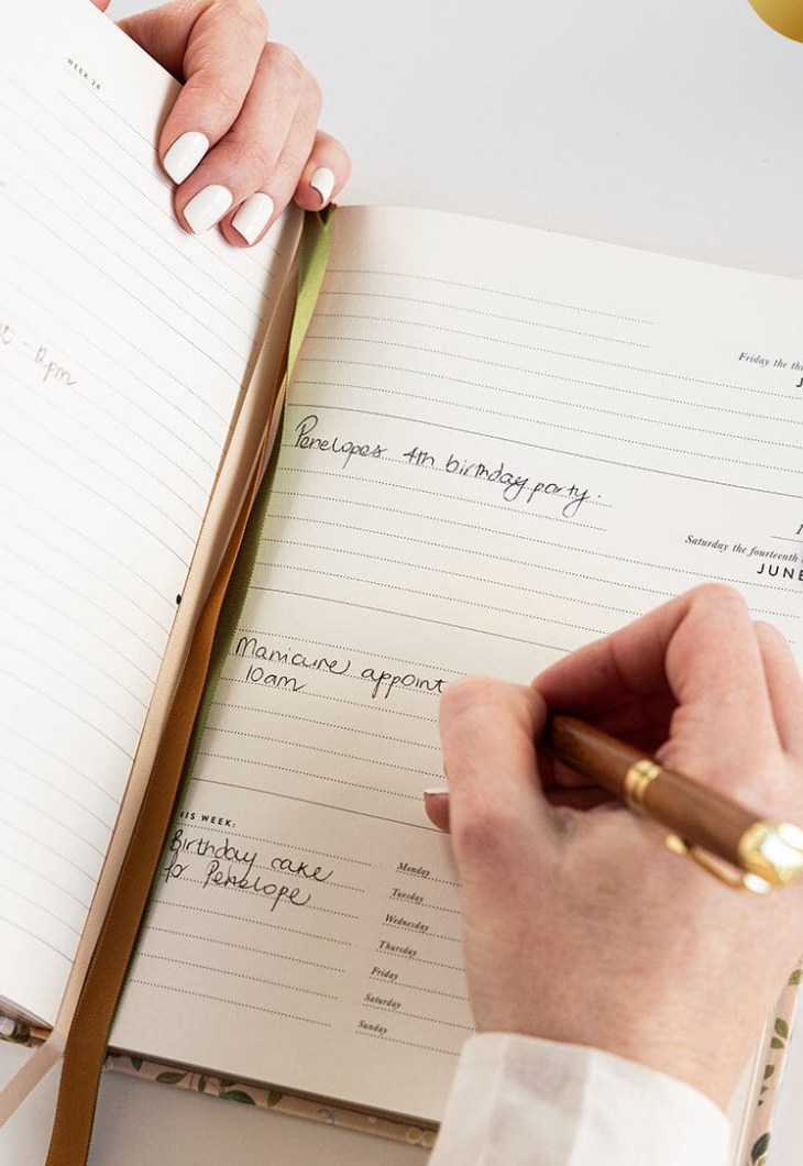 Bespoke 2025 Desktop Linen Diary - White Blossoms