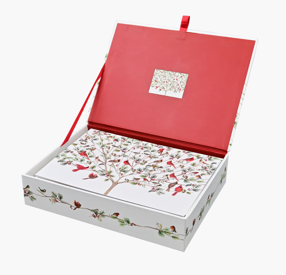 Deluxe Boxed Christmas Cards - A Merry Perch