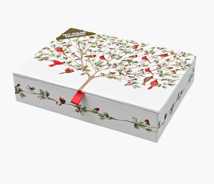 Deluxe Boxed Christmas Cards - A Merry Perch