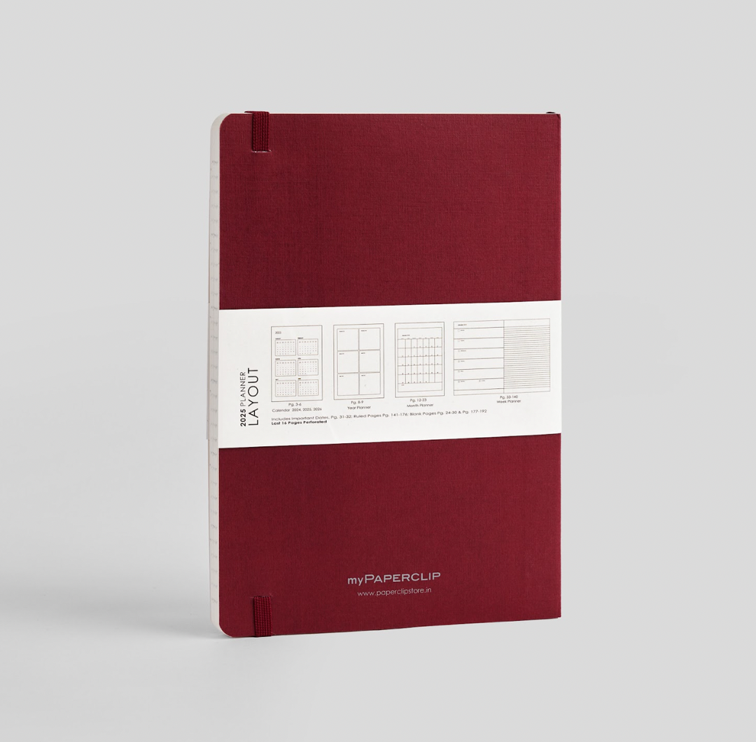 MyPaperclip 2025 Hard Cover Weekly Diary - Claret