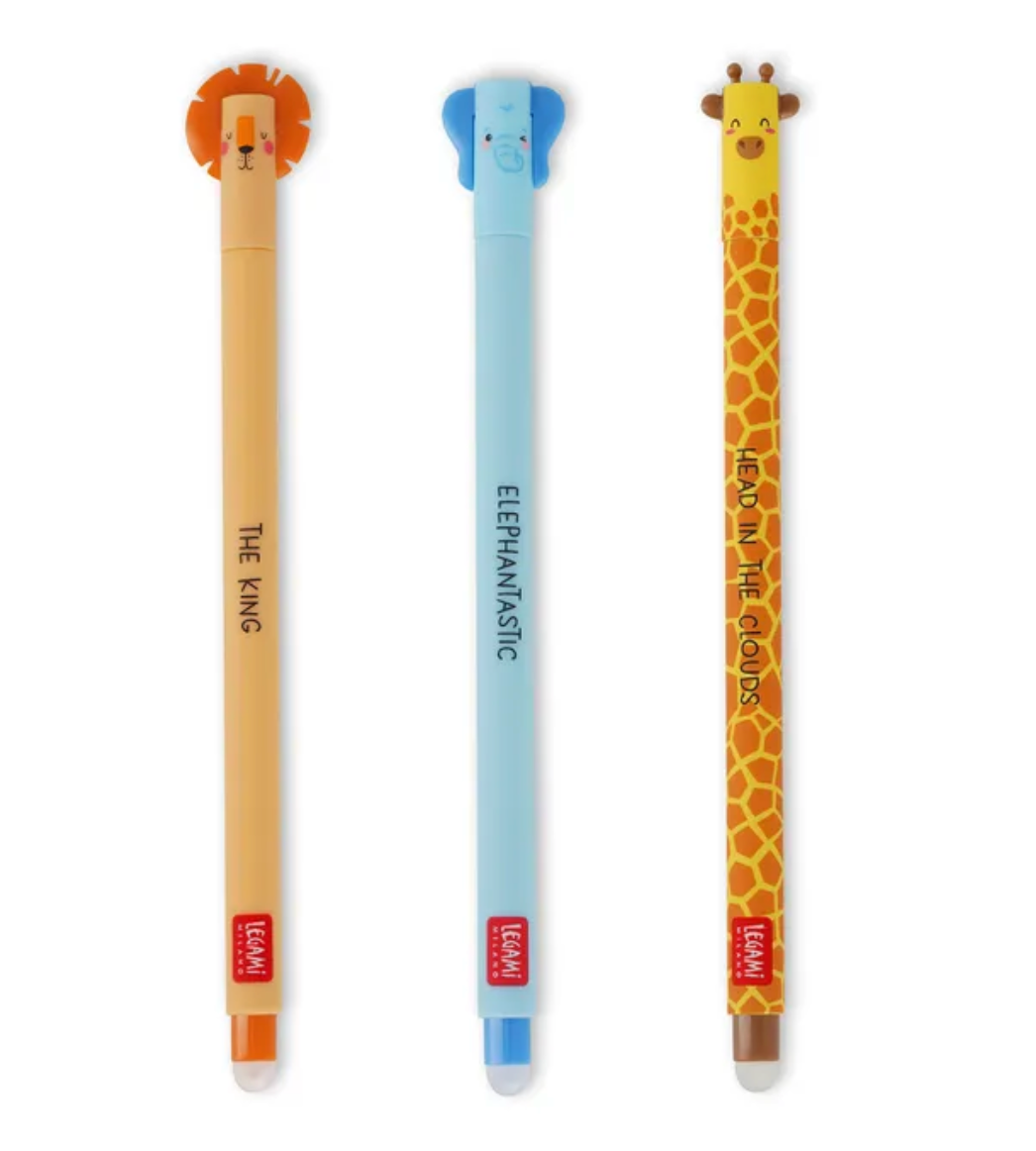 Legami Erasable Gel Pen Set of 3 - Wild Savannah