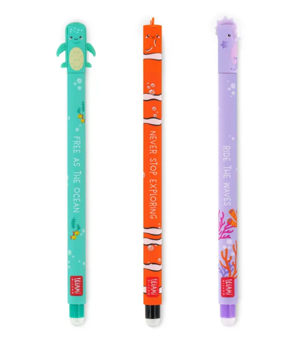 Legami Erasable Gel Pen Set of 3 - Under the Sea