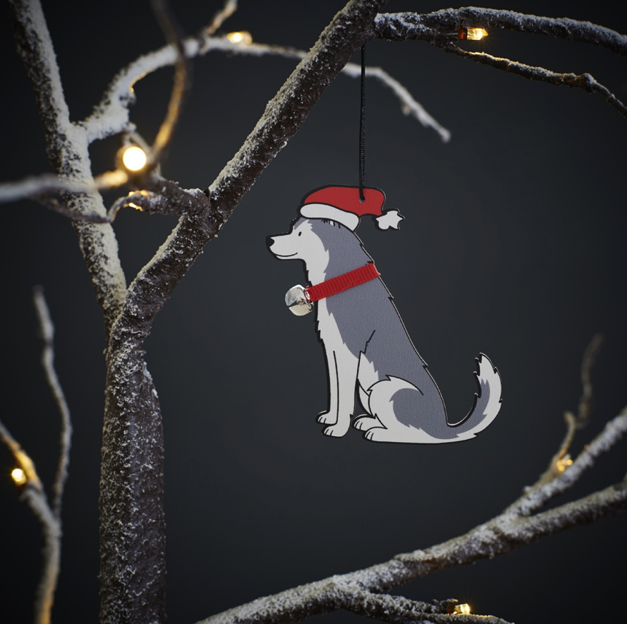 Sweet William Wooden Christmas Decoration - Husky