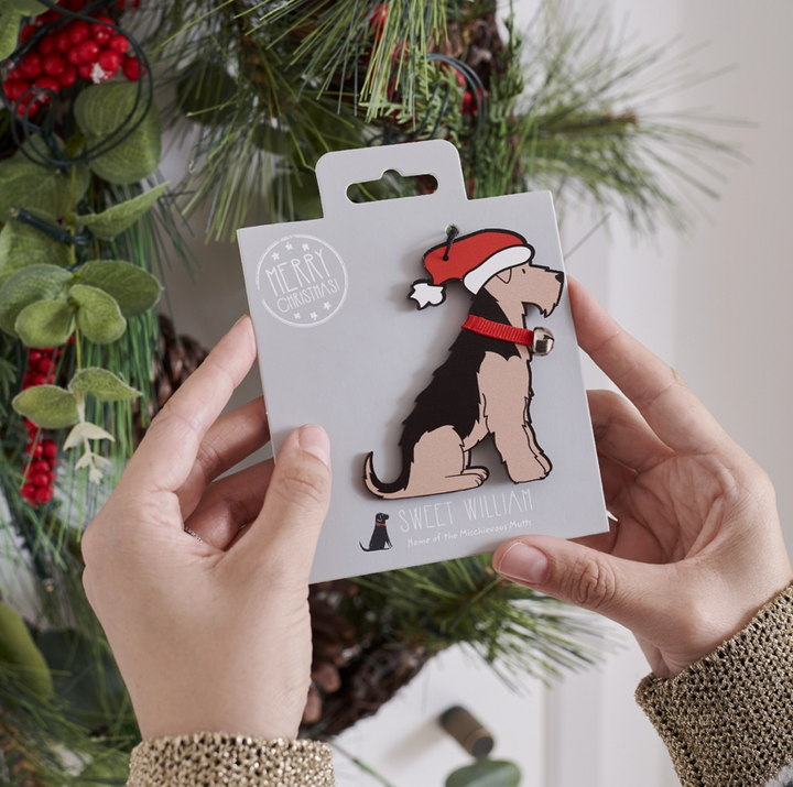 Sweet William Wooden Christmas Decoration - Welsh Terrier