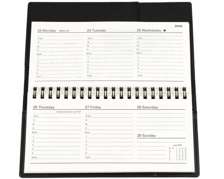 Collins Vanessa 2025 Calendar Year Diary -B6/7 - Week to View- Rose Gold