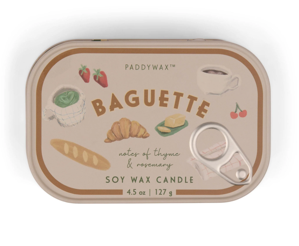 Bistro Printed Tin Candle Baguette - Thyme & Rosemary