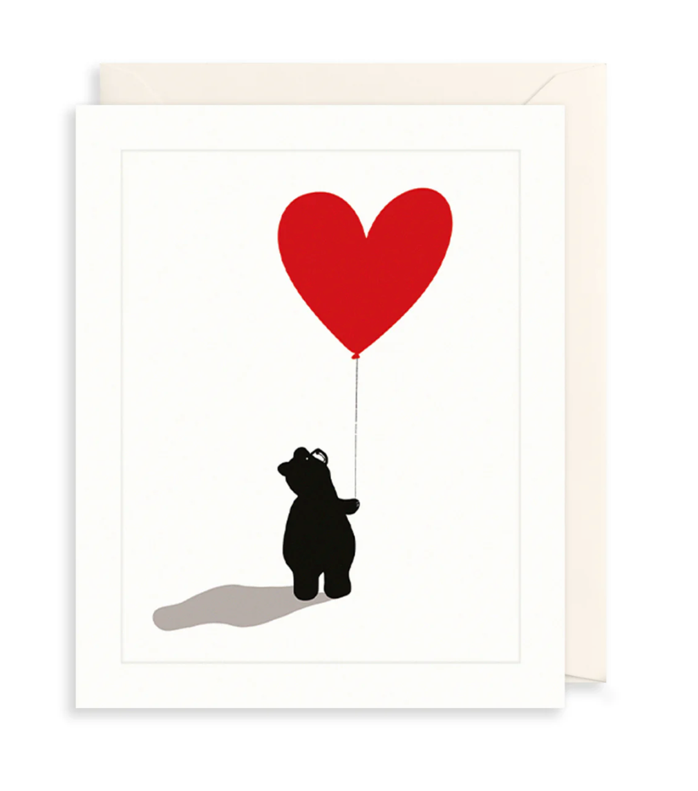 The Art File Bear Card - Bear Heart Balloon