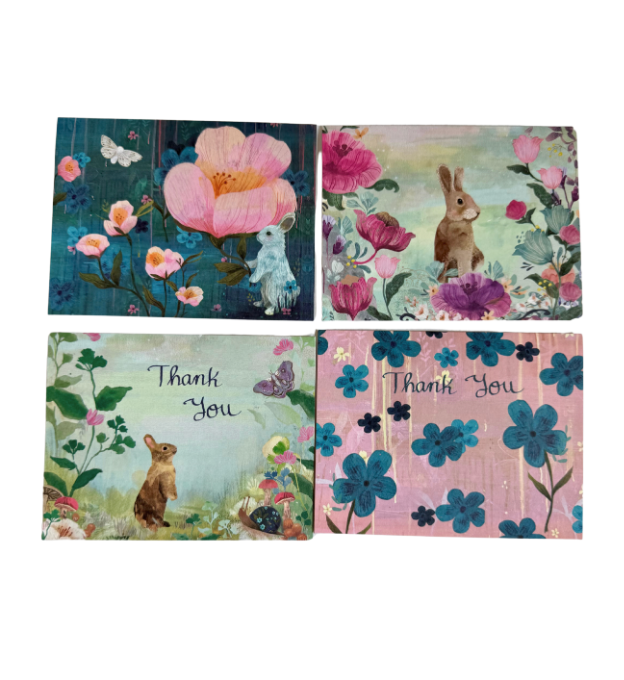 Roger La Borde  Boxed Thank you Card Set - White Rabbits