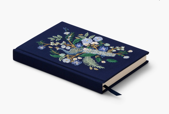 Embroidered Fabric Journal - Peacock