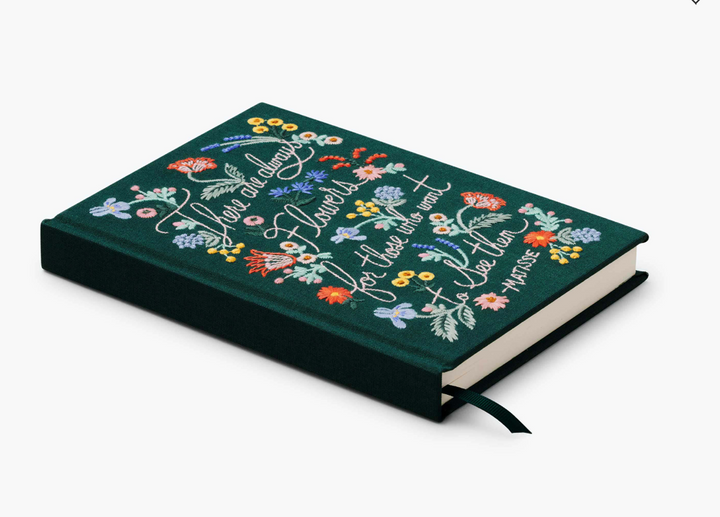 Embroidered Fabric Journal - There Are Always Flowers