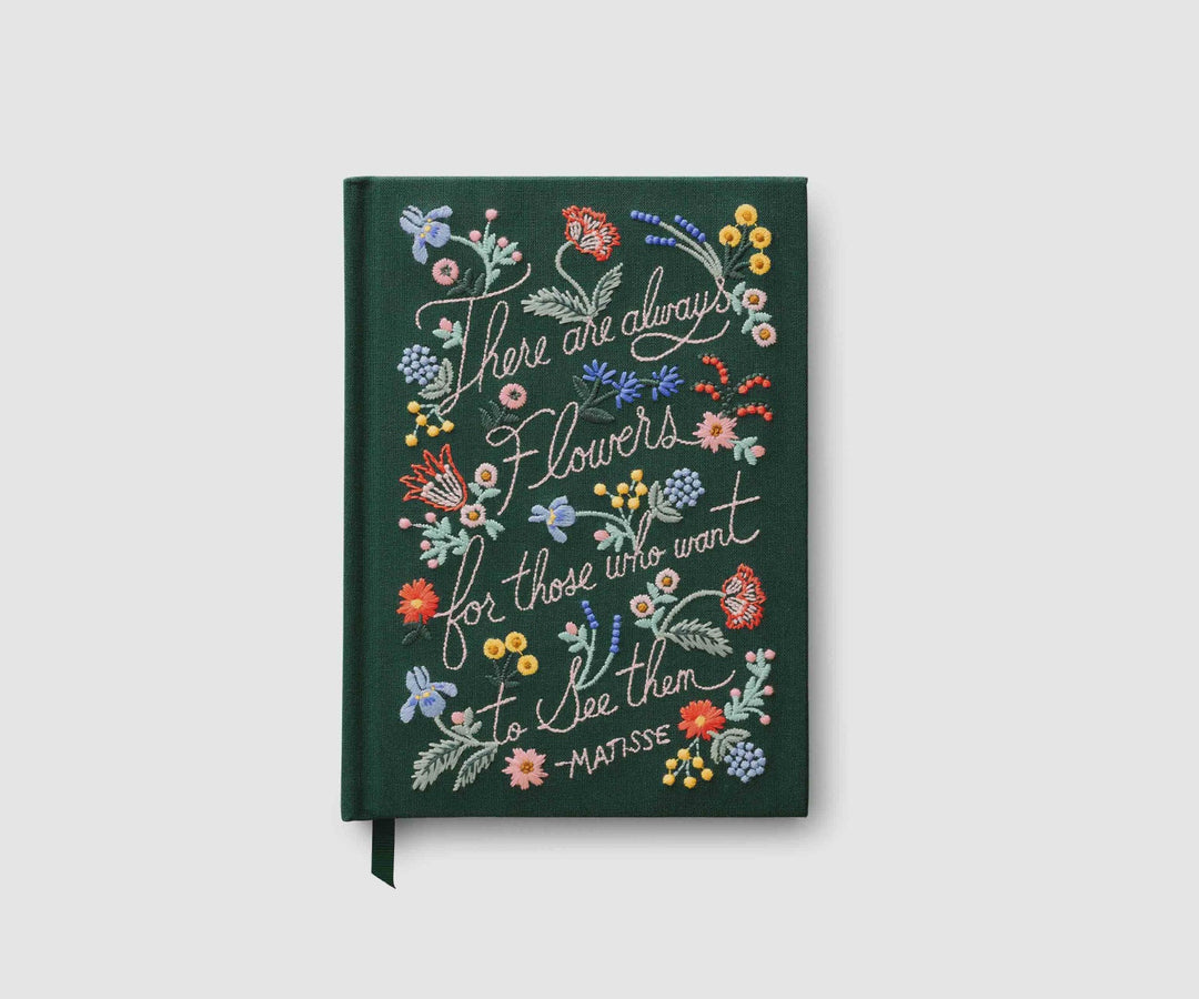 Embroidered Fabric Journal - There Are Always Flowers