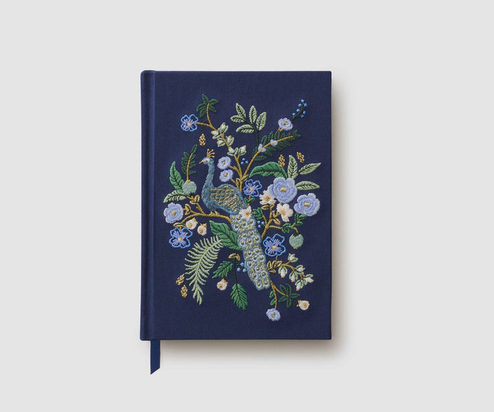 Embroidered Fabric Journal - Peacock