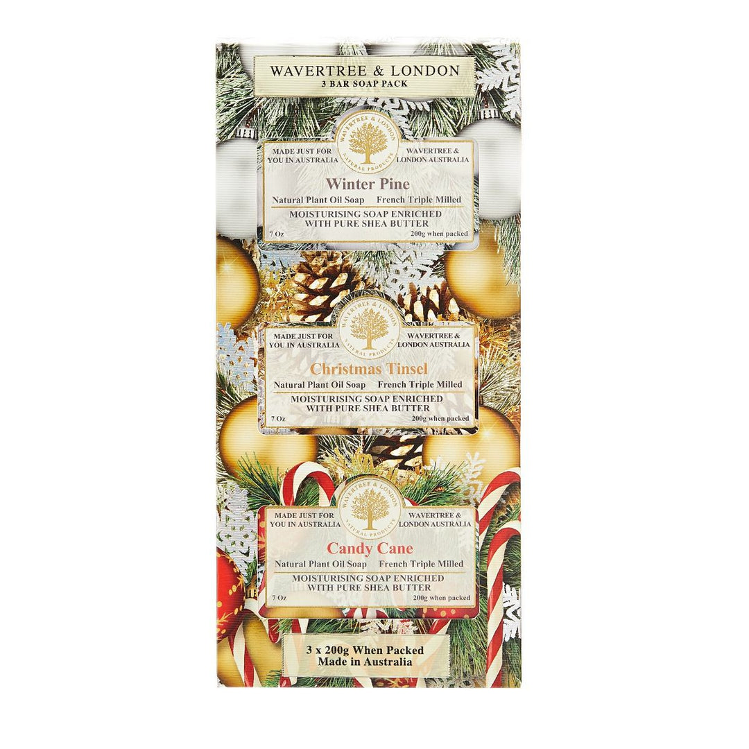 Wavertree & London Soap Trio - Winter Pine, Christmas Tinsel, Candy Cane