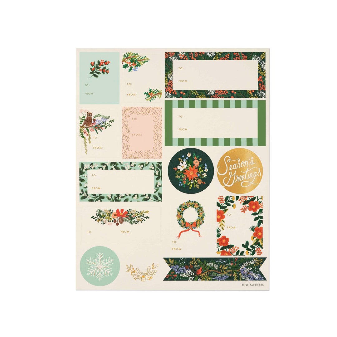 Stickers & Labels Set 3 Sheets - Winter Floral