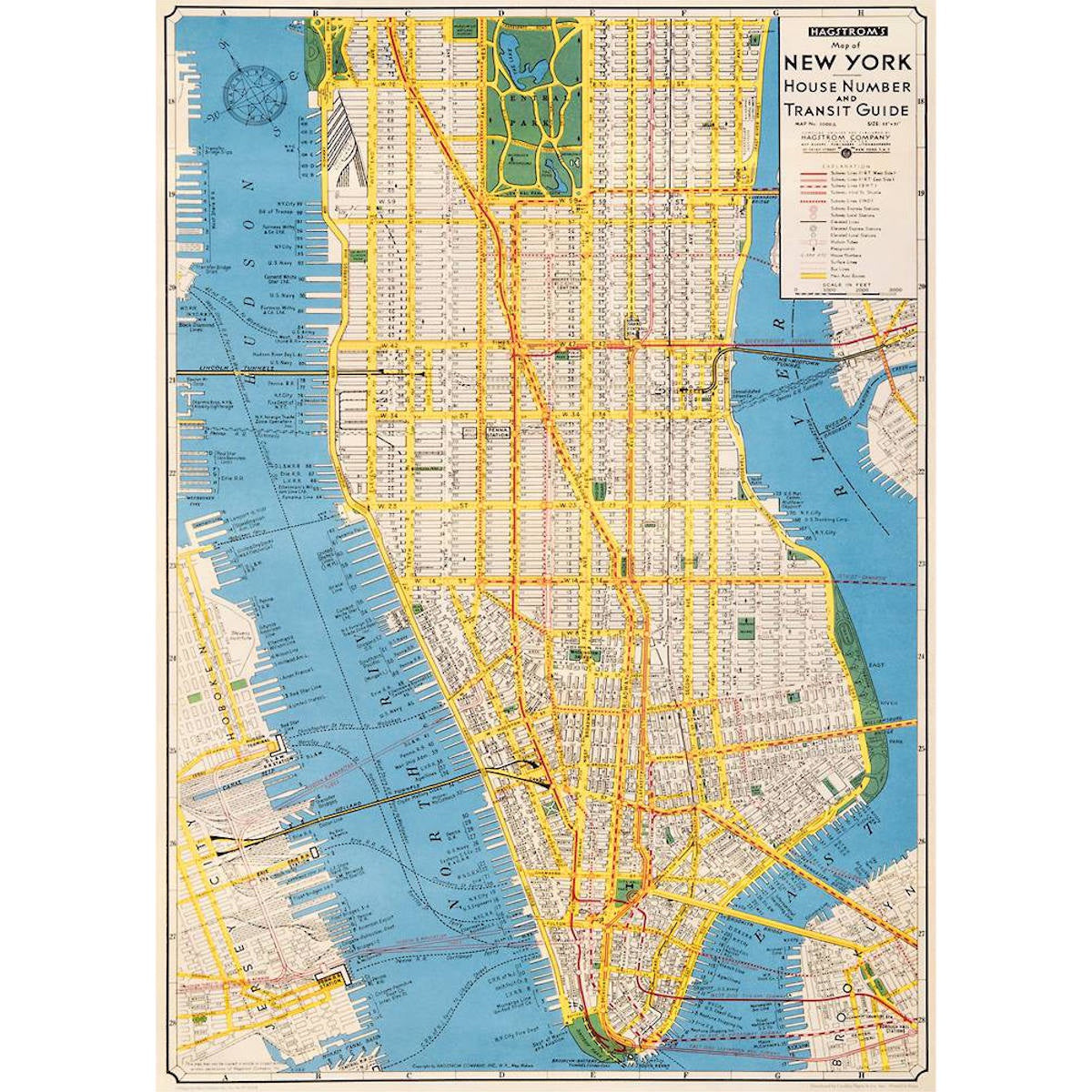 Cavallini & Co. Poster - Map of NYC New – Paper Republic